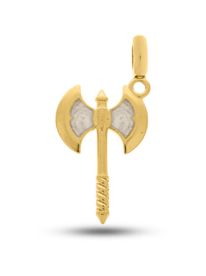 Pingente Machado Perolado (31mm) - Banhada a Ouro e Verniz Italiano