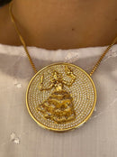 Kit Pingente Mandala Grande Iansã Banhada a Ouro 18k e Cravejada C/ Micro Zircônias Cristal + Corrente Veneziana 60cm