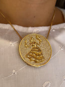 Kit Pingente Mandala Grande Iansã Banhada a Ouro 18k e Cravejada C/ Micro Zircônias Cristal + Corrente Veneziana 60cm