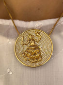 Kit Pingente Mandala Grande Iansã Banhada a Ouro 18k e Cravejada C/ Micro Zircônias Cristal + Corrente Veneziana 60cm