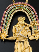 Kit Pingente Orixá Oxumarê Banhada a Ouro 18k e Cravejada C/ Micro Zircônias + Corrente Veneziana (1 mm) 65cm