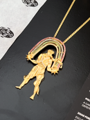 Kit Pingente Orixá Oxumarê Banhada a Ouro 18k e Cravejada C/ Micro Zircônias + Corrente Veneziana (1 mm) 65cm