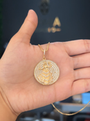 Kit Pingente Mandala Média Iansã Banhada a Ouro 18k e Cravejada C/ Micro Zircônias Cristal+ Corrente Veneziana (1 mm) 45/50 cm