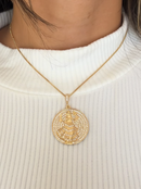 Kit Pingente Mandala Média Iansã Banhada a Ouro 18k e Cravejada C/ Micro Zircônias Cristal+ Corrente Veneziana (1 mm) 45/50 cm