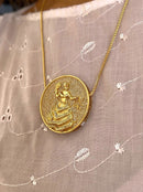 Kit Pingente Mandala Grande Oxum Banhada a Ouro 18k e Cravejada C/ Micro Zircônias Cristal + Corrente Veneziana 60cm