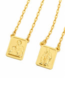 Escapulário Placa Pretos Velhos Banhada a Ouro 18k + Corrente Cadeado (1 mm) 70cm