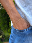 Pulseira Elo Português (1mm) Unissex de 18, 20 ou 22cm - Banhada a Ouro e Verniz Italiano