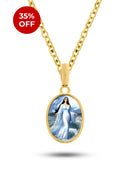 Kit Pingente Iemanjá (23mm) + Corrente Elo Português (1,5mm) 50, 60 ou 70 cm - Banhada a Ouro e Verniz Italiano