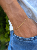 Pulseira Elo Português (1mm) Unissex de 18, 20 ou 22cm - Banhada a Ouro e Verniz Italiano