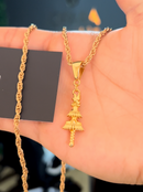 Pingente Cajado de Oxalá (34mm) - Banhada a Ouro e Verniz Italiano