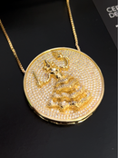 Kit Pingente Mandala Grande Iansã Banhada a Ouro 18k e Cravejada C/ Micro Zircônias Cristal + Corrente Veneziana 60cm