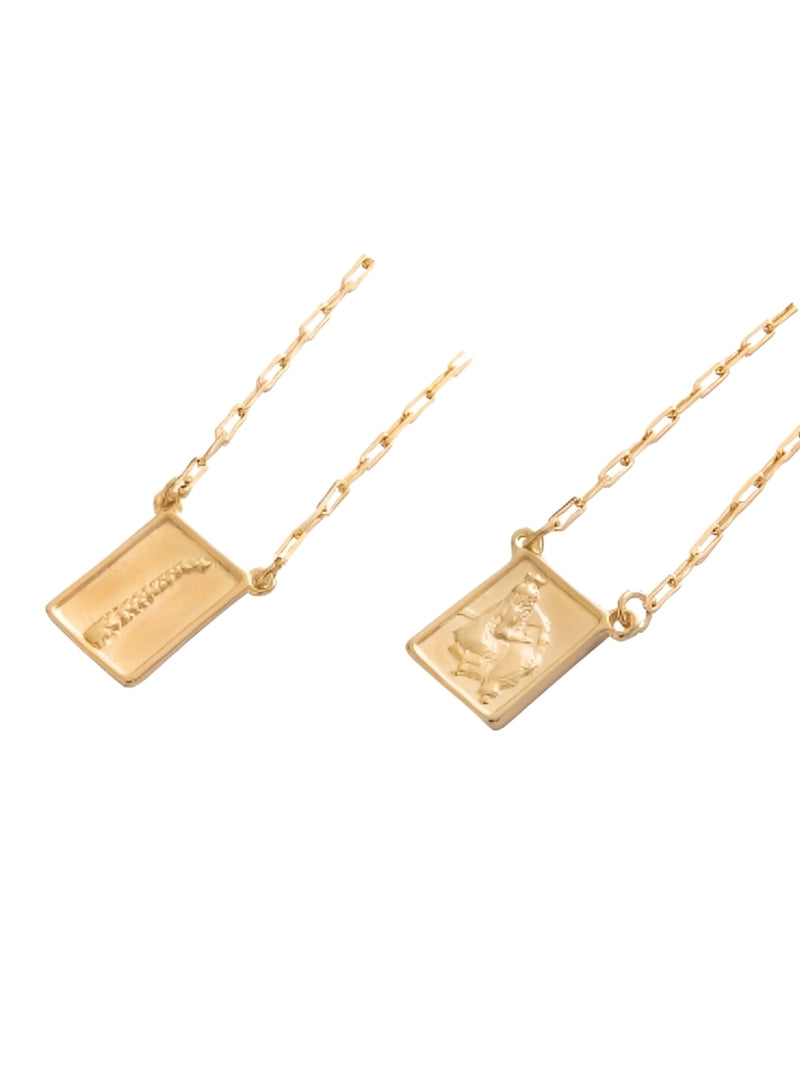 Escapulário Placa Orixá Obaluaê Banhada a Ouro 18k + Corrente Cadeado (1 mm) 70cm