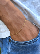Pulseira Elo Português (1mm) Unissex de 18, 20 ou 22cm - Banhada a Ouro e Verniz Italiano
