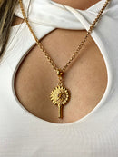 Kit Pingente Abebé (34mm) + Corrente Elo Português (1,5mm) 50, 60 ou 70 cm - Banhada a Ouro e Verniz Italiano