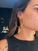 Argola Cigana Vermelho (55mm) - Banhada a Ouro com Verniz Antialérgico