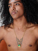 Kit Pingente Oxóssi (26mm) + Corrente Cordão Baiano (2mm) de 60 ou 70 cm Banhada a Ouro e Verniz Italiano.