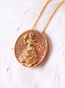 Kit Pingente Mandala Grande Oxum Banhada a Ouro 18k e Cravejada C/ Micro Zircônias Granada+ Corrente Veneziana 60cm