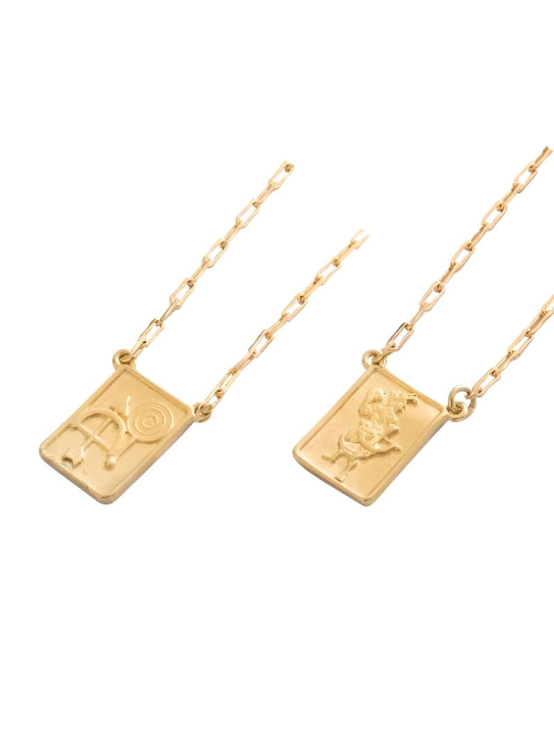 Escapulário Placa Orixá Logun Edé Banhada a Ouro 18k + Corrente Cadeado (1 mm) 70cm