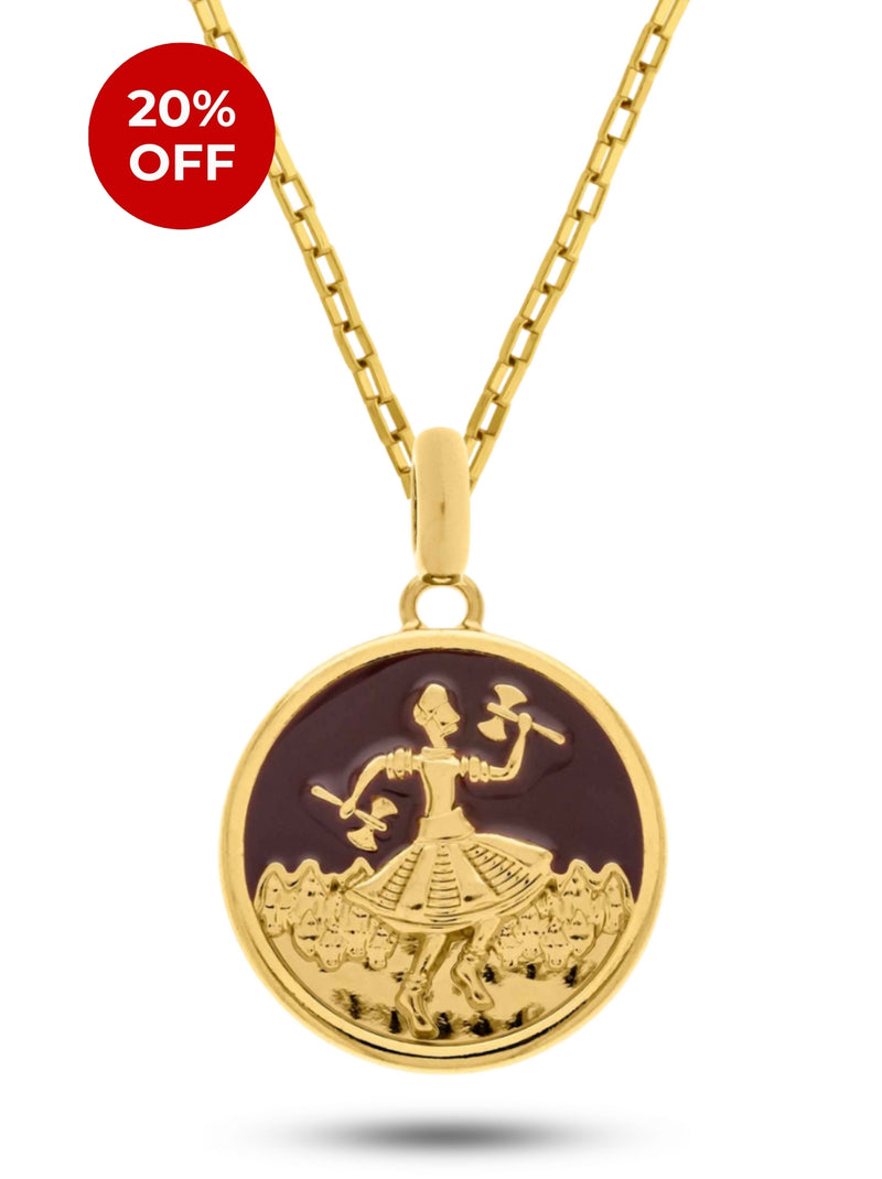 Kit Pingente Xangô (26mm) + Corrente Elo Chapado (3mm) de 60 ou 70 cm Banhado a Ouro e Verniz Italiano