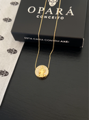 Kit Pingente Mini Mandala Iemanjá Banhada a Ouro 18k e Cravejada C/ Micro Zircônias + Corrente Veneziana (1 mm) 40cm