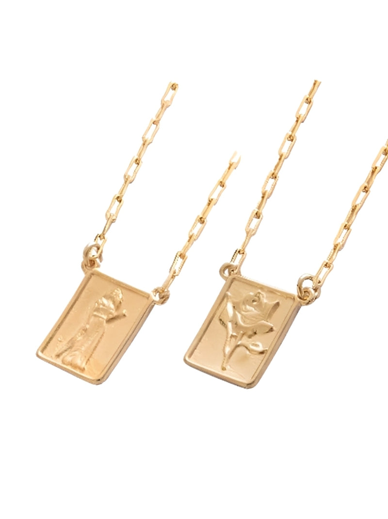 Escapulário Placa Pombagira Banhado a Ouro 18k + Corrente Cadeado (1 mm) 70cm