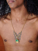 Kit Pingente Oxóssi (26mm) + Corrente Cordão Baiano (2mm) de 60 ou 70 cm Banhada a Ouro e Verniz Italiano.