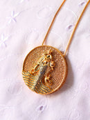 Kit Pingente Mandala Grande Iemanjá Banhada a Ouro 18k e Cravejada C/ Microzircônias Cristal + Corrente Veneziana 60cm