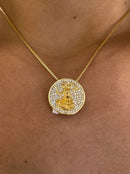 Kit Pingente Mini Mandala Iansã Banhada a Ouro 18k e Cravejada C/ Micro Zircônias + Corrente Veneziana (1 mm) 40cm