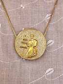 Kit Pingente Mandala Grande Oxalá Banhada A Ouro 18k e Cravejada C/ Micro Zircônias + Corrente Veneziana 60cm