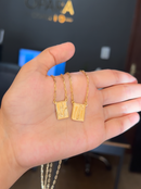 Escapulário Placa Orixá Nanã Banhada a Ouro 18k + Corrente Cadeado (1 mm) 70cm