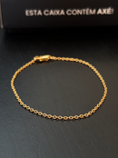 Pulseira Elo Português (1mm) Unissex de 18, 20 ou 22cm - Banhada a Ouro e Verniz Italiano