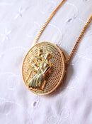 Kit Pingente Mandala Grande Oxalá Banhada A Ouro 18k e Cravejada C/ Micro Zircônias + Corrente Veneziana 60cm