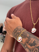 Conjunto Chapéu de Malandro: Pulseira + Corrente C/ Pingente - Banhado a Ouro e Verniz Italiano
