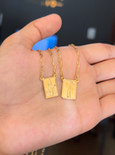 Escapulário Placa Orixá Nanã Banhada a Ouro 18k + Corrente Cadeado (1 mm) 70cm