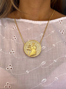 Kit Pingente Mandala Grande Oxalá Banhada A Ouro 18k e Cravejada C/ Micro Zircônias + Corrente Veneziana 60cm