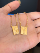 Escapulário Placa Orixá Nanã Banhada a Ouro 18k + Corrente Cadeado (1 mm) 70cm