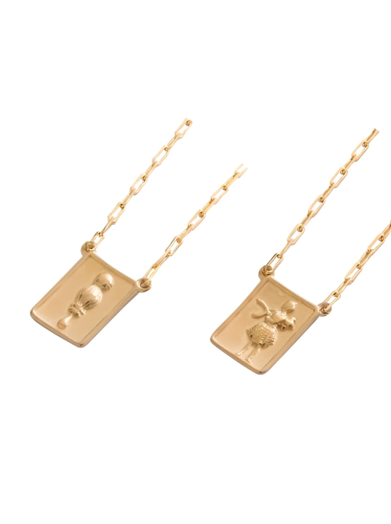 Escapulário Placa Orixá Ewa Banhada a Ouro 18k + Corrente Cadeado (1 mm) 70cm