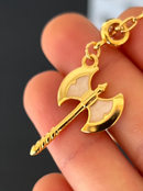 Pingente Machado Perolado (31mm) - Banhada a Ouro e Verniz Italiano