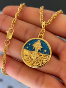 Pingente Yemanjá 26mm - Banhado a Ouro e Verniz Italiano