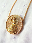 Kit Pingente Mandala Grande Oxum Banhada a Ouro 18k e Cravejada C/ Micro Zircônias Cristal + Corrente Veneziana 60cm