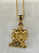 Kit Pingente Orixá Exu Banhada a Ouro 18k e Cravejada C/ Micro Zircônias + Corrente Cordão Baiano (1 mm) 65cm