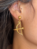 Conjunto Ofá de Oxóssi: Brinco, Pulseira e Corrente C/ Pingente - Banhados a Ouro e Verniz italiano