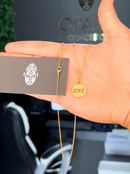 Kit Pingente Axé (20mm) + Corrente Elo Português (1mm) de 50, 60 e 70 cm - Banhada a Ouro e Verniz Italiano