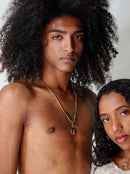 Kit Pingente Ogum (26mm) + Corrente Grumet (3mm) de 60 ou 70 cm Banhada a Ouro e Verniz Italiano.