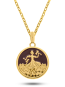 Kit Pingente Xangô (26mm) + Corrente Cartier Elo Chapado (3mm) de 60 ou 70 cm - Banhado a Ouro e Verniz Italiano