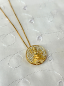 Kit Pingente Mini Mandala Oxum Banhada a Ouro 18k e Cravejada C/ Micro Zircônias + Corrente Veneziana (1 mm) 40cm