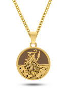 Kit Pingente Omolu (26mm) + Corrente Grumet (3mm) de 60 ou 70 cm Banhada a Ouro e Verniz Italiano.