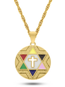 Kit Pingente Sete Linhas (34mm) + Corrente Cordão Baiano (2mm) de 60 ou 70 cm Banhada a Ouro e Verniz Italiano