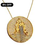 Kit Pingente Mandala Grande Iemanjá Banhada a Ouro 18k e Cravejada C/ Microzircônias Cristal + Corrente Veneziana 60cm