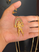 Kit Pingente Orixá Oxumarê Banhada a Ouro 18k e Cravejada C/ Micro Zircônias + Corrente Veneziana (1 mm) 65cm